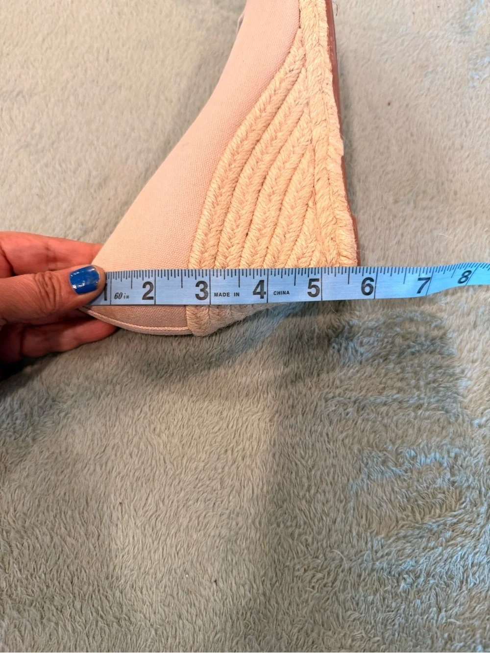 J.Crew Espadrille Wedge Heels Nude Canvas Rope Platform Size 7.5